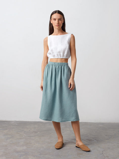 Linen Scoop Neck Tank Top