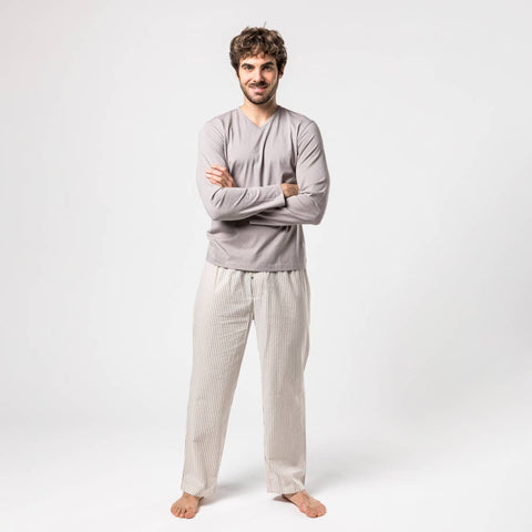 Fairtrade Organic Striped Pyjamas with Bag: Mens