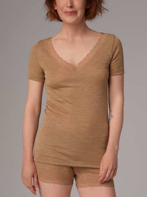Merino Wool/Silk V-Neck: Womens