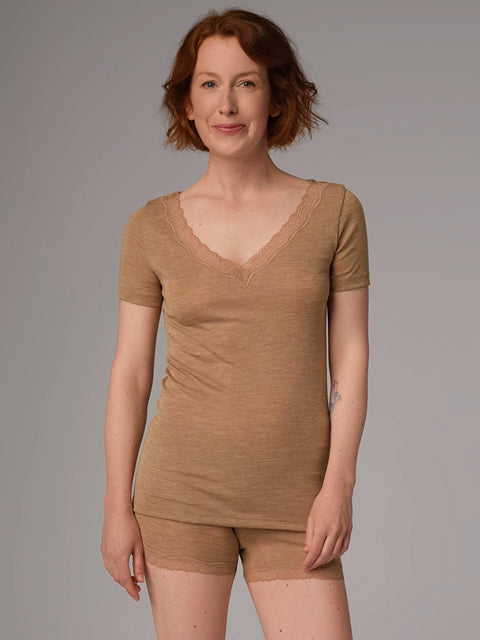 Marino Wool/Silk V-Neck: Womens