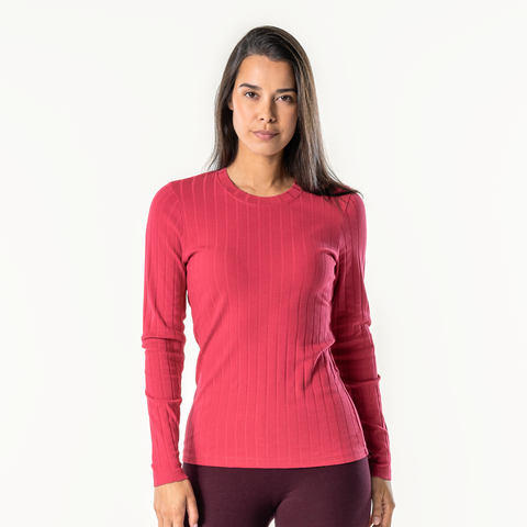 Organic Cotton Ribbed Long Sleeve T-shirt: Womens