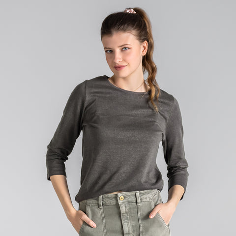 Linen & Organic Cotton 3/4 Sleeve T-shirt: Womens