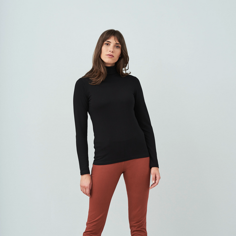 Organic Long Sleeve Stretch Turtleneck T-shirt: Womens