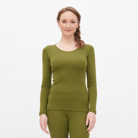 Wool & Organic Cotton Long Sleeve T-shirt: Womens