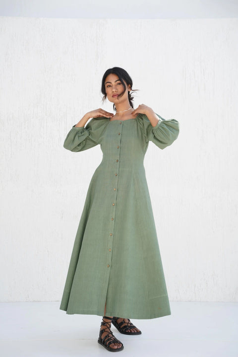 Organic Cotton Cotton Button-Down Maxi Dress