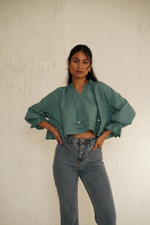 Organic Cotton Puff Sleeve Blouse: Womens