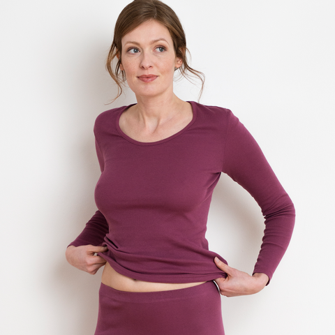 Organic Round Neck Long Sleeve T-shirt: Womens