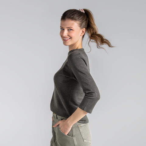 Linen & Organic Cotton 3/4 Sleeve T-shirt: Womens