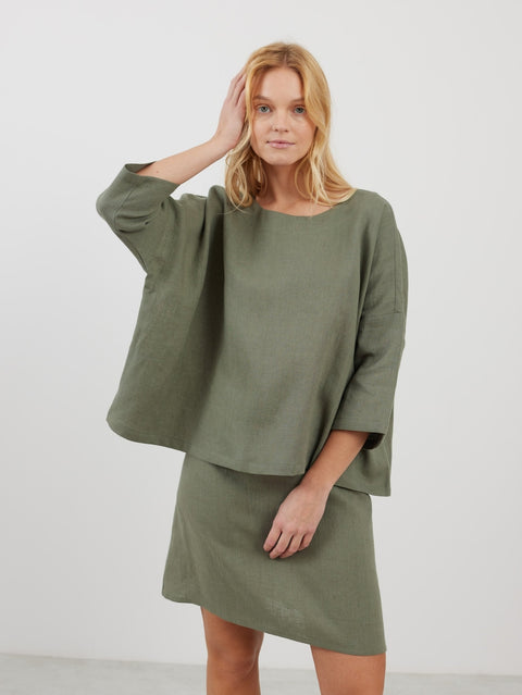 Linen Loose Long Sleeve Top