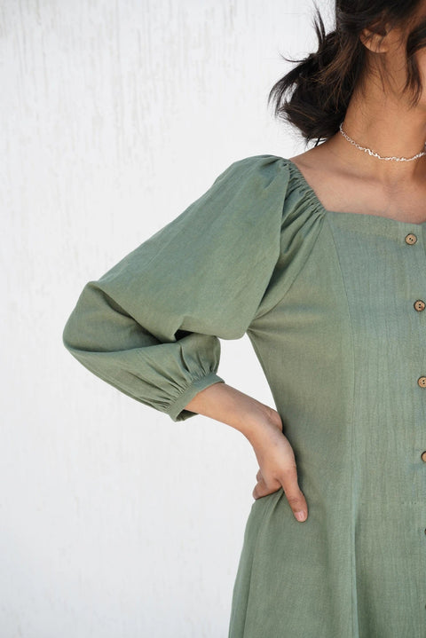 Organic Cotton Cotton Button-Down Maxi Dress