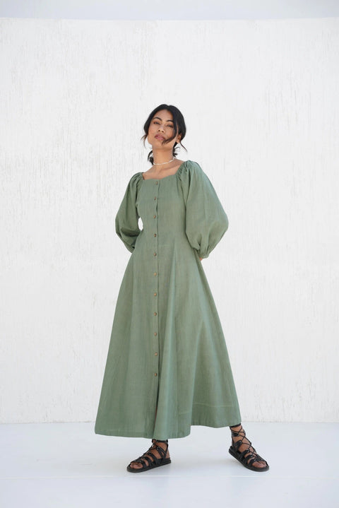 Organic Cotton Cotton Button-Down Maxi Dress