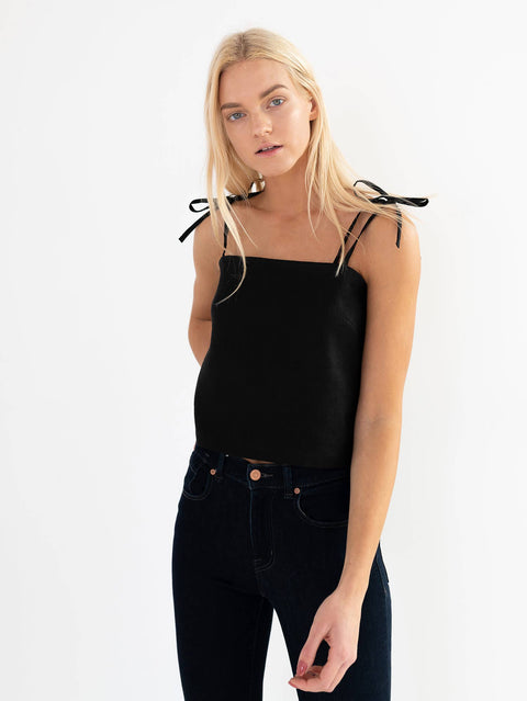 Linen Camisole Top with Tie Straps
