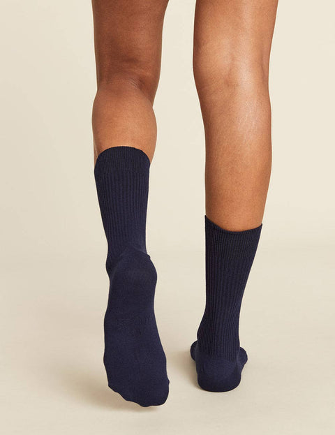 Organic Bamboo Ribbed Crew Socks: Womens