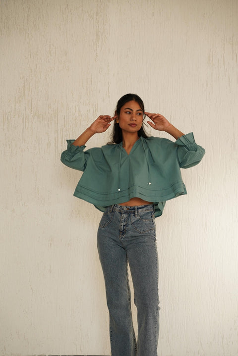 Organic Cotton Puff Sleeve Blouse: Womens