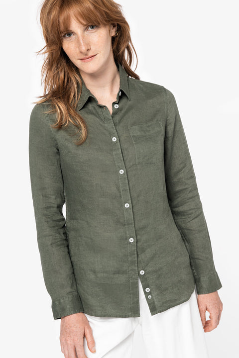 Linen Long Sleeve Shirt: Womens