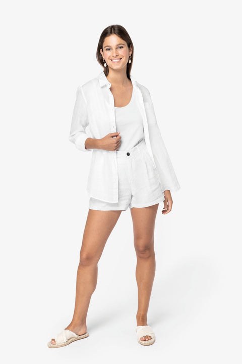 Linen Long Sleeve Shirt: Womens