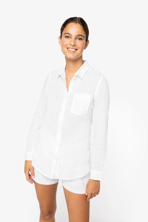 Linen Long Sleeve Shirt: Womens