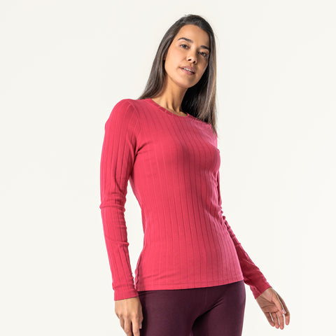 Organic Cotton Ribbed Long Sleeve T-shirt: Womens