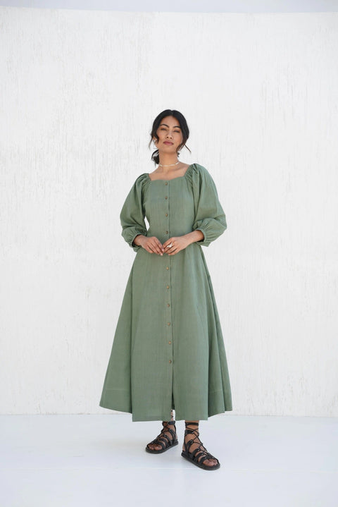 Organic Cotton Cotton Button-Down Maxi Dress