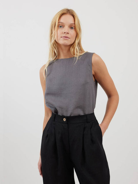 Linen Cropped Tank Top