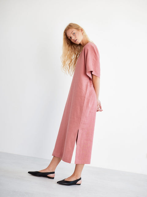 Linen Kimono Sleeve Dress