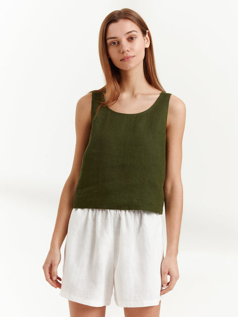 Linen Scoop Neck Tank Top