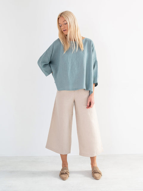 Linen High Waisted Wide Leg Trousers