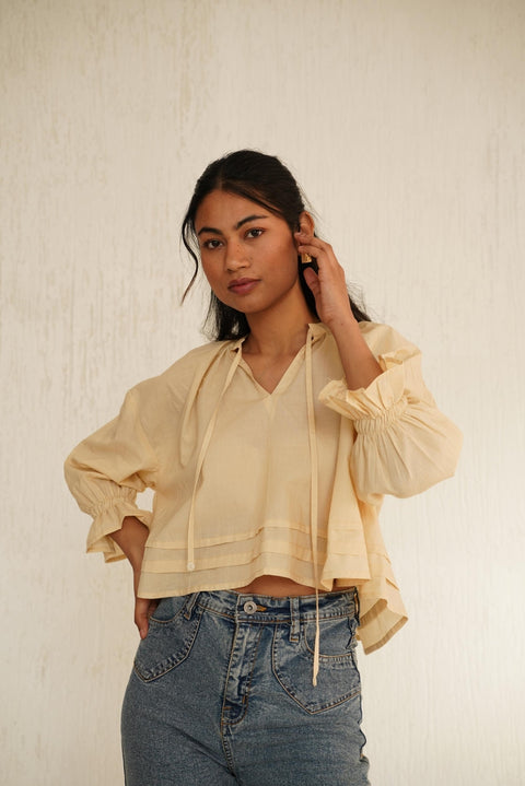 Organic Cotton Puff Sleeve Blouse: Womens