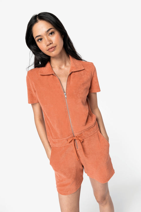 Organic Towel-Feel Zipped Jumpsuit: Womens