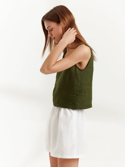 Linen Scoop Neck Tank Top