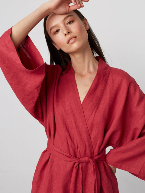 Linen Short Wrap Dress