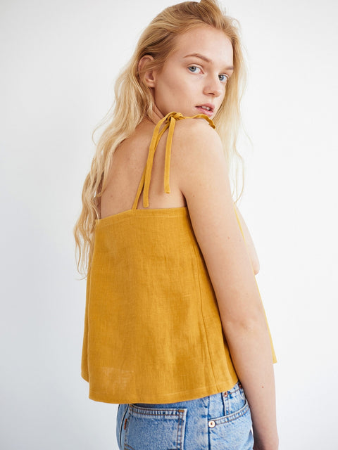 Linen Camisole Top with Tie Straps