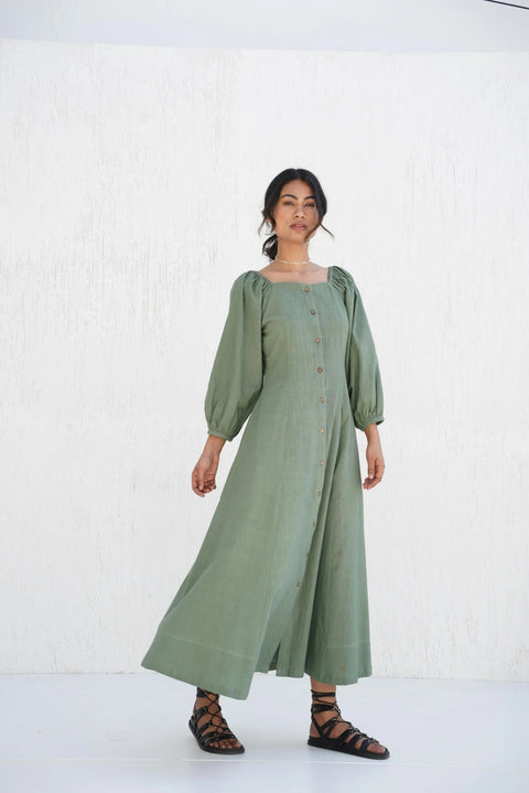Organic Cotton Cotton Button-Down Maxi Dress