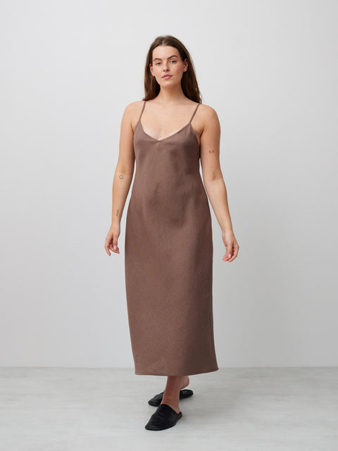 Linen Bias Cut Slip Dress