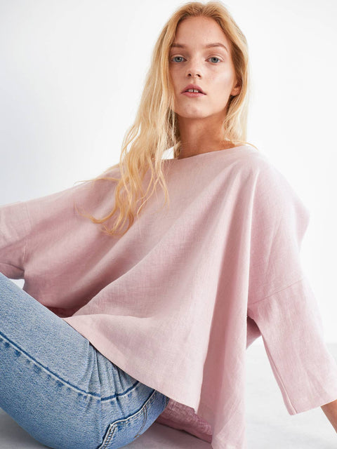 Linen Loose Long Sleeve Top