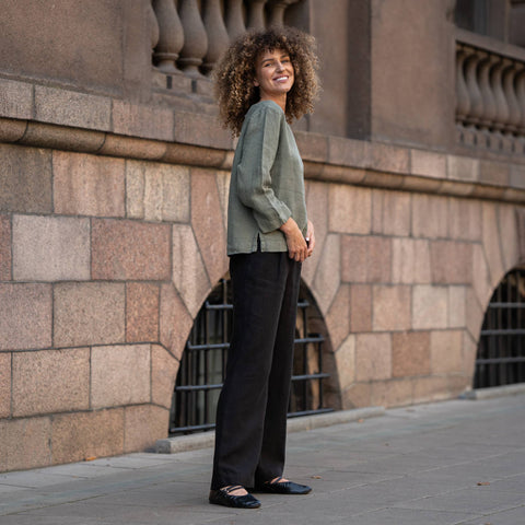 Linen 3/4 Sleeve Blouse: Womens