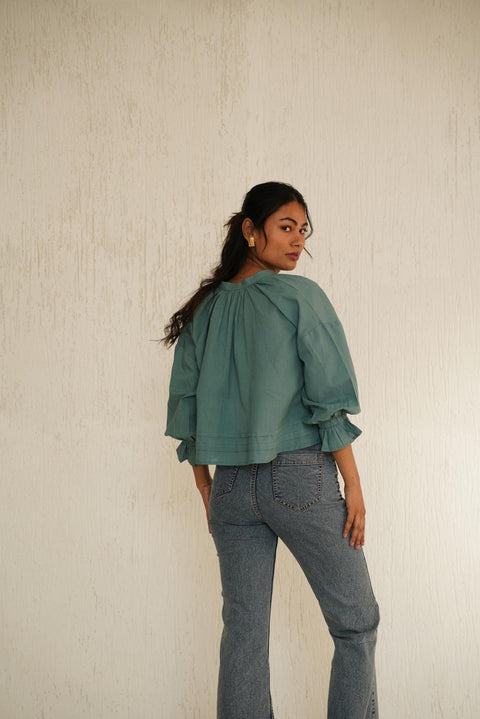 Organic Cotton Puff Sleeve Blouse: Womens