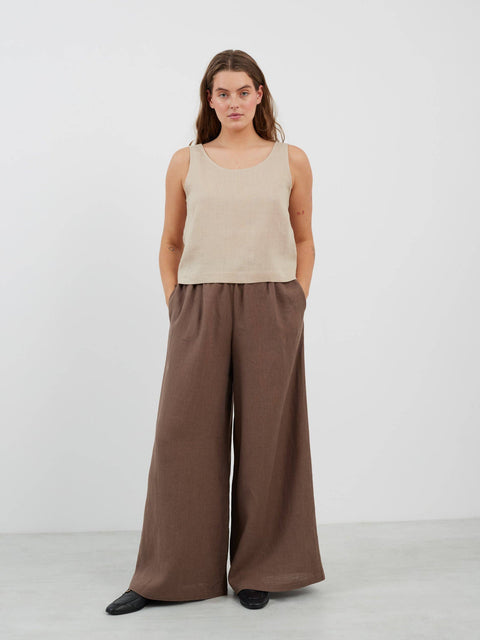 Linen Scoop Neck Tank Top