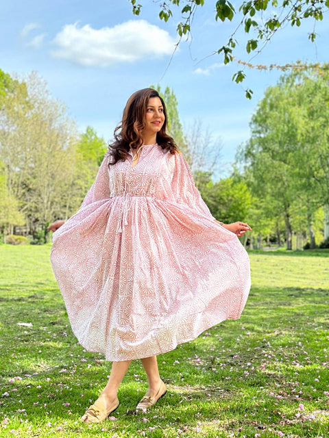 Block Print Cotton Long Dress