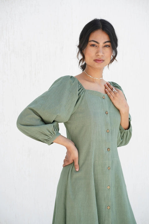 Organic Cotton Cotton Button-Down Maxi Dress