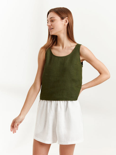 Linen Scoop Neck Tank Top