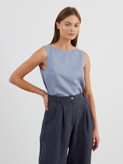 Linen Cropped Tank Top