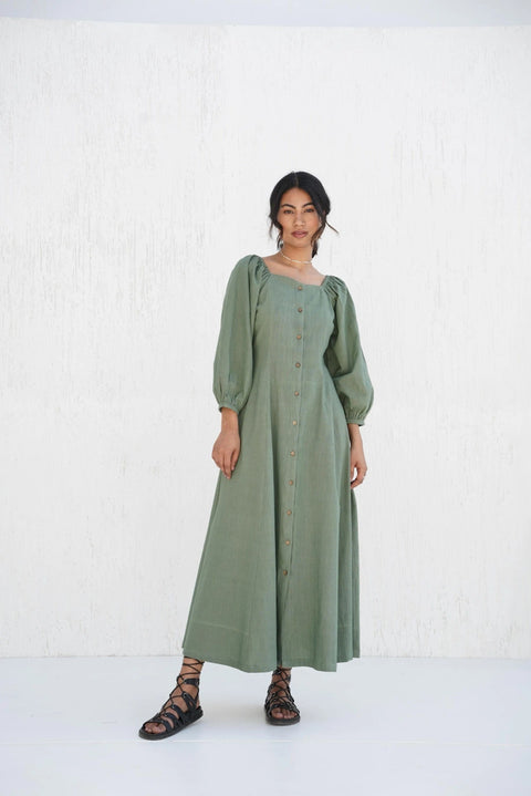 Organic Cotton Cotton Button-Down Maxi Dress