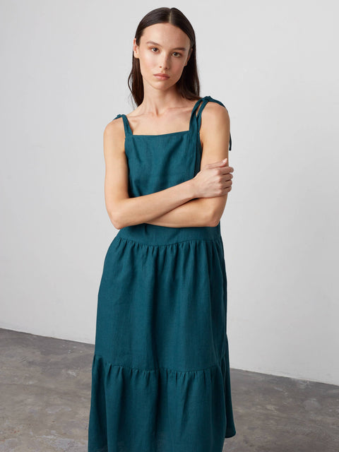 Linen Sleeveless Strap Dress