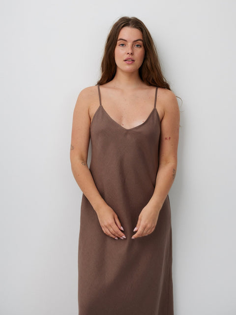 Linen Bias Cut Slip Dress