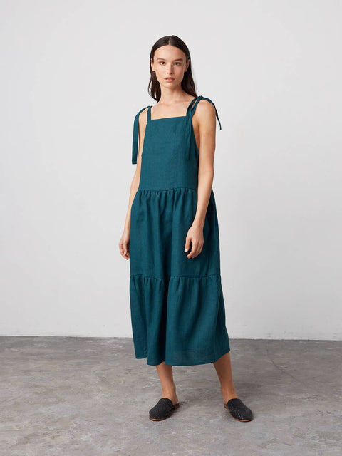 Linen Sleeveless Strap Dress