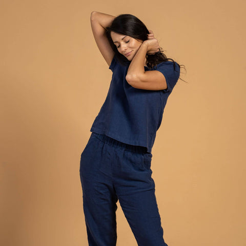 Linen Short Sleeve Top: Womens