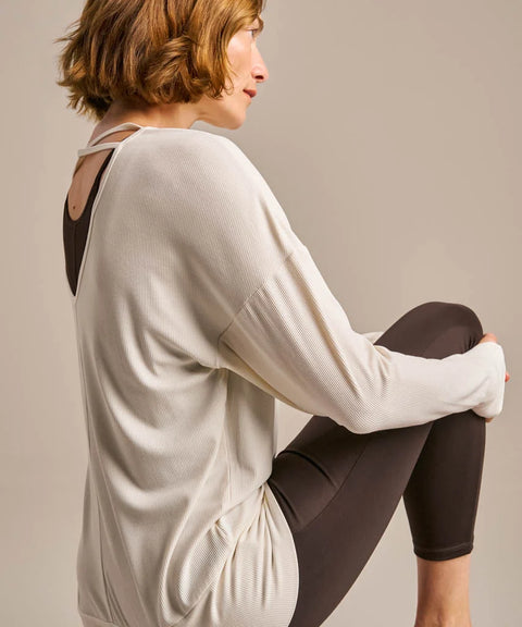 Bamboo Cross Strap Long Sleeve Top: Womens