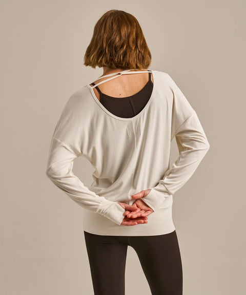 Bamboo Cross Strap Long Sleeve Top: Womens