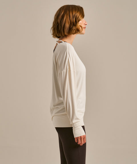 Bamboo Cross Strap Long Sleeve Top: Womens